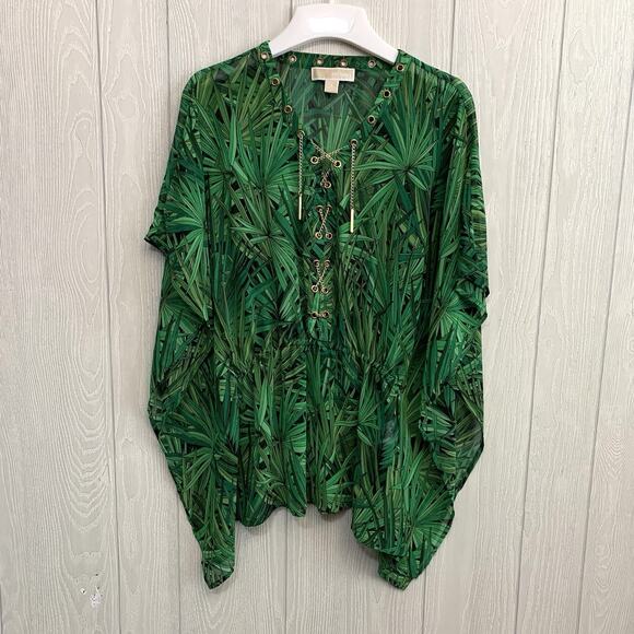Michael Kors Palmetto Green Sheer Top Small - Picture 1 of 5